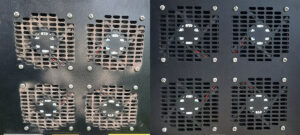 Laser cleaning machine cooling vents – dusty / cleaned