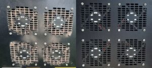 Lāzera tīrīšanas iekārtas dzesēšanas atveres – putekļainas / notīrītas